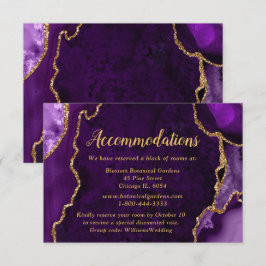 Purple and Gold Agate Wedding Accommodations Tilläggskort