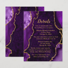 Purple and Gold Agate Wedding Details Tilläggskort