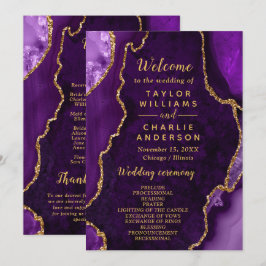 Purple and Gold Agate Wedding Program
