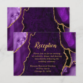 Purple and Gold Agate Wedding Reception Tilläggskort