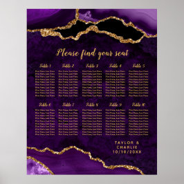 Purple and Gold Agate Wedding Seating Chart Poster