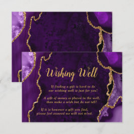Purple and Gold Agate Wedding Wishing Well Tilläggskort