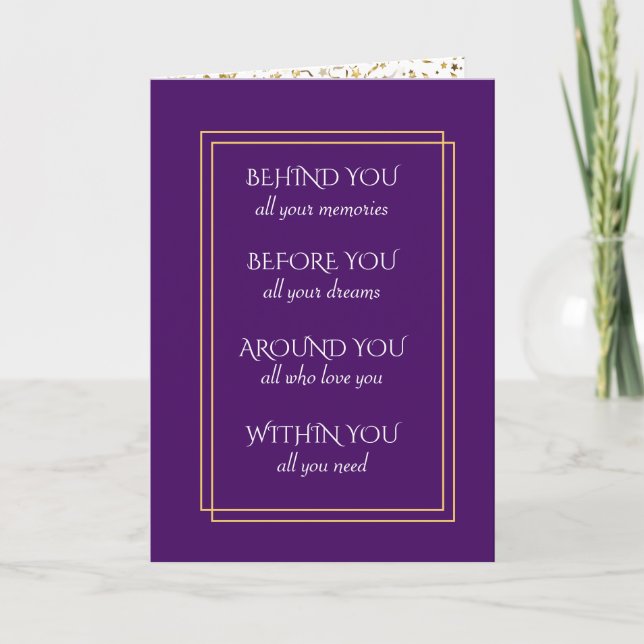 Purple and Gold Graduation Inspiration Kort (Framsida)