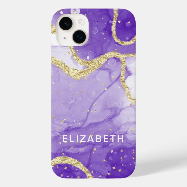purple and gold marble glitter personalized  (Baksida)