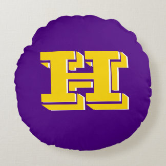 Purple and Gold Team Pride Monogram Rund Kudde