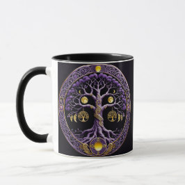 Purple and Gold Tree of Life Mandala Mugg