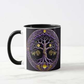 Purple and Gold Tree of Life Mandala Mugg