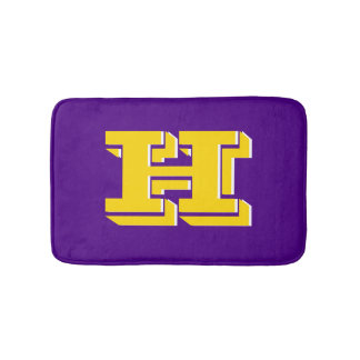 Purple and Gold Varsity Letter Style Monogram Badrumsmatta