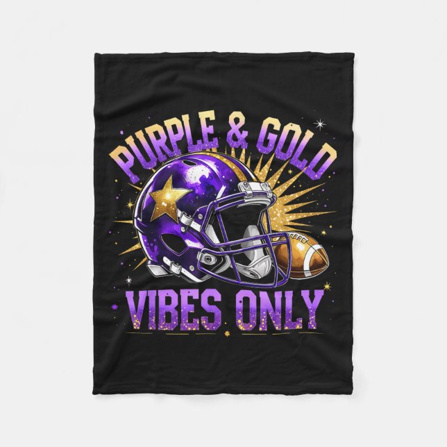Purple And Gold Vibes Only Football Fan Gift  Fleecefilt (Framsidan)