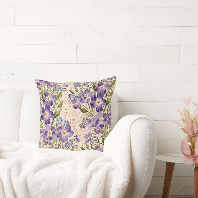 Purple and Indigo Floral Kudde (Soffa)