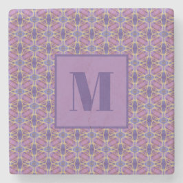 Purple and Lavender Initial Stone Coaster Stenunderlägg