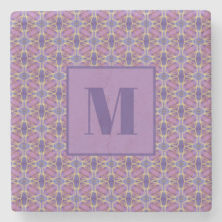 Purple and Lavender Initial Stone Coaster Stenunderlägg