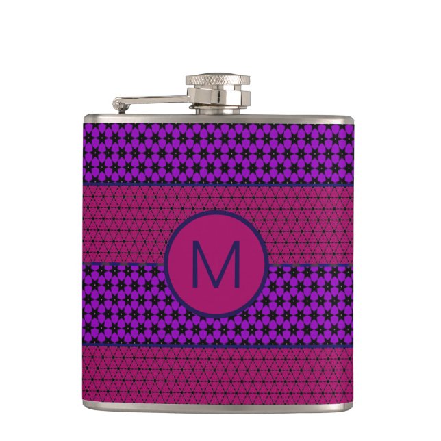 Purple and Magenta Pattern Striped Monogram Fickplunta (Framsidan)
