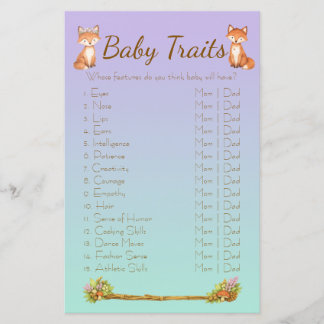 Purple and Mint Woodland Animals Baby Trait