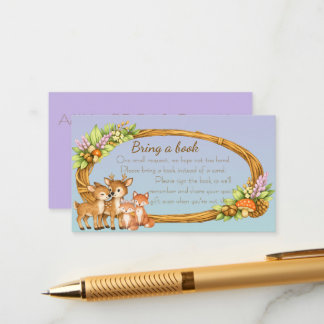 Purple and Mint Woodland Animals Book Request Tilläggskort