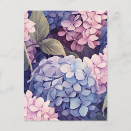 purple and pink hydrangea flower heads vykort