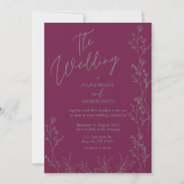 Purple and saga green thick wedding Invitation Inbjudningar