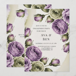 Purple and Sage Green Roses Engagement Party Inbjudningar