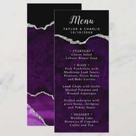 Purple and Silver Agate Marble Wedding Meny