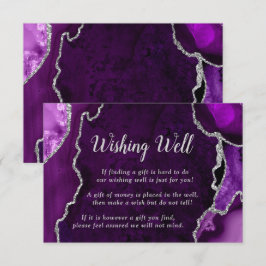 Purple and Silver Agate Wedding Wishing Well Tilläggskort