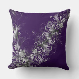 Purple and Silver Elegance Throw Pillow Kudde