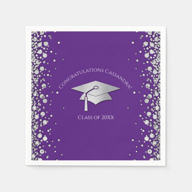 Purple and Silver Graduation Pappersservett (Framsidan)