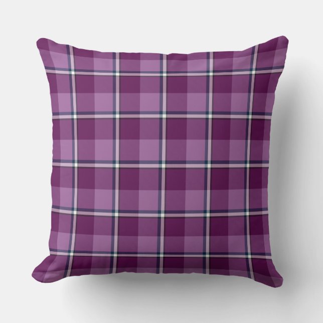 Purple and Trendy Pink Plaid Kudde (Framsida)
