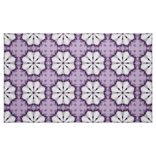 Purple and white geometric floral pattern  tyg (Fat Quarter)