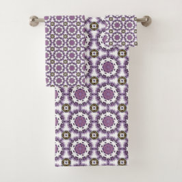 Purple and white geometric mandala pattern Towel