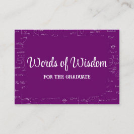 Purple and White Graduate Words of Wisdom Advice Tilläggskort