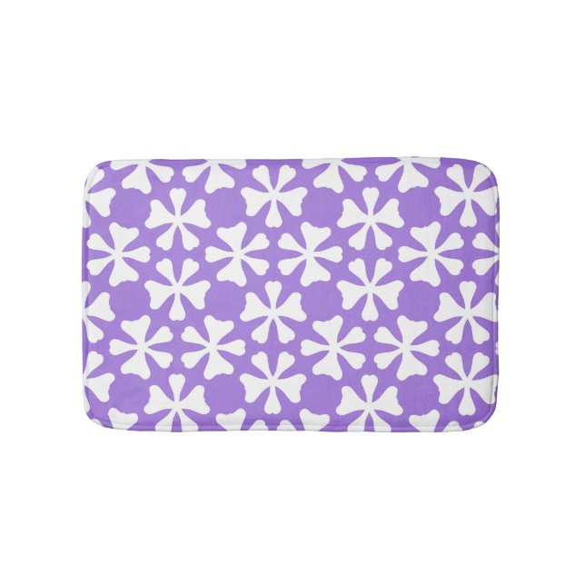 Purple and White Modern Geometric Floral Pattern Badrumsmatta (Framsidan)