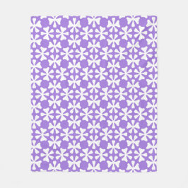 Purple and White Modern Geometric Floral Pattern Fleecefilt