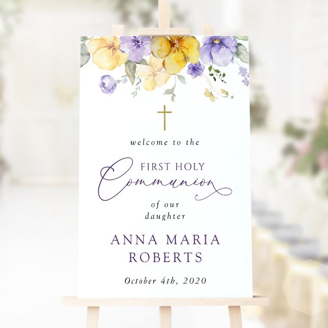 Purple and Yellow Flowers, First Communion Welcome Poster (Skapare uppladdad)
