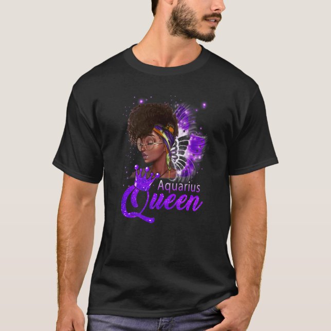 Purple Aquarius Queen African American Woman Jan F T Shirt (Framsida)