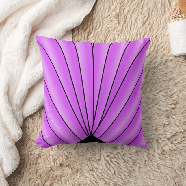 Purple Art Deco Fan Design Kudde (Filt)
