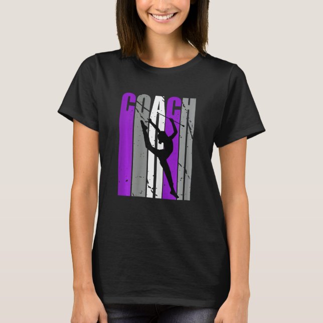 Purple Artistic Rhythmic Gymnastics Coach Teacher T Shirt (Framsida)