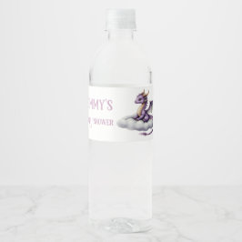 Purple Baby Dragon Water Bottle Labels - Whimsical Vattenflaskor Etikett