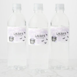 Purple Baby is Brewing Halloween Baby Shower Vattenflaskor Etikett