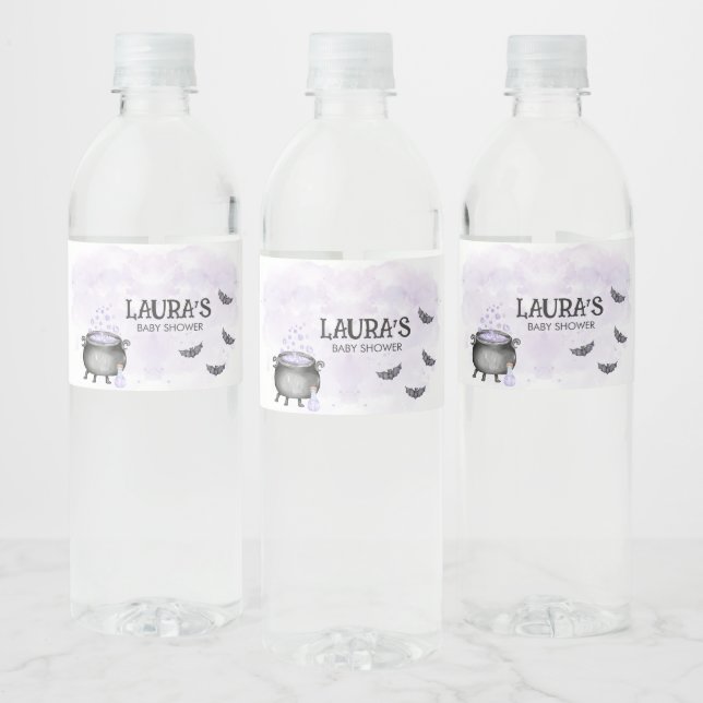 Purple Baby is Brewing Halloween Baby Shower Vattenflaskor Etikett (Flaskor)