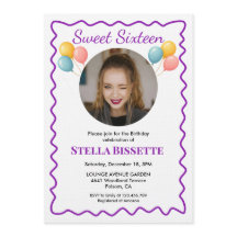 Purple Balloons Photo Sweet Sixteen Birthday