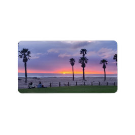 Purple Beach Sunset Adressetikett