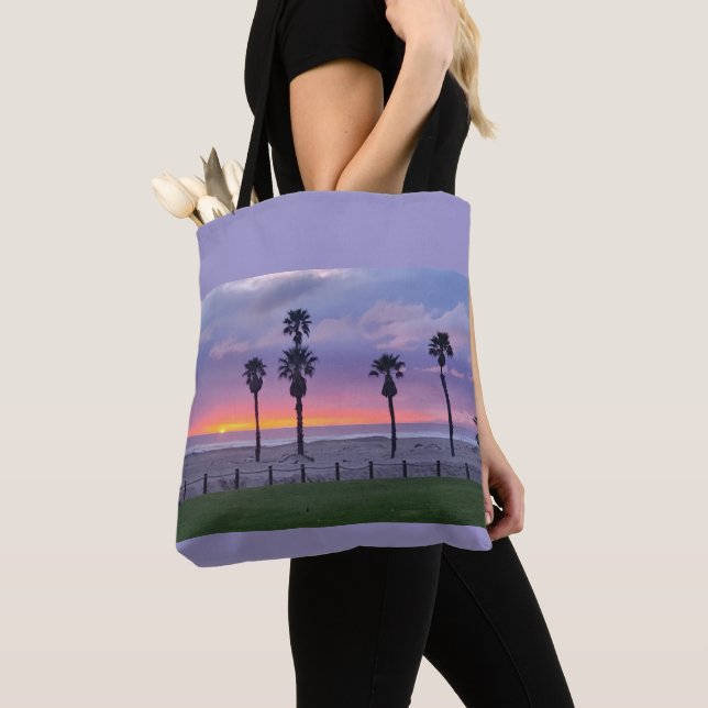 Purple Beach Sunset Tote Tygkasse (Närbild)