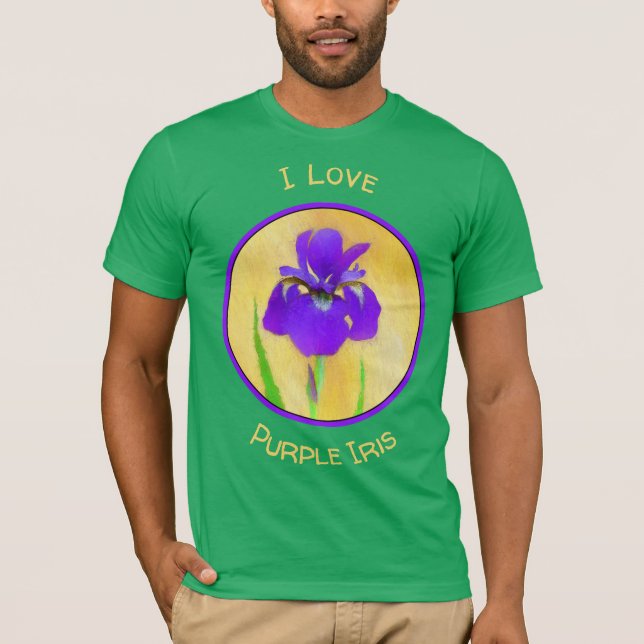 Purple Bearded Iris Painting - Cute Original Dog A T Shirt (Framsida)