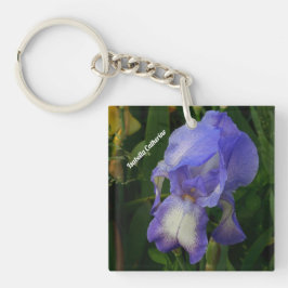 Purple Bearded Iris Photo Personalized Keychain