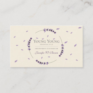 Purple beige Lavender Circle Frame Essential Oils Visitkort