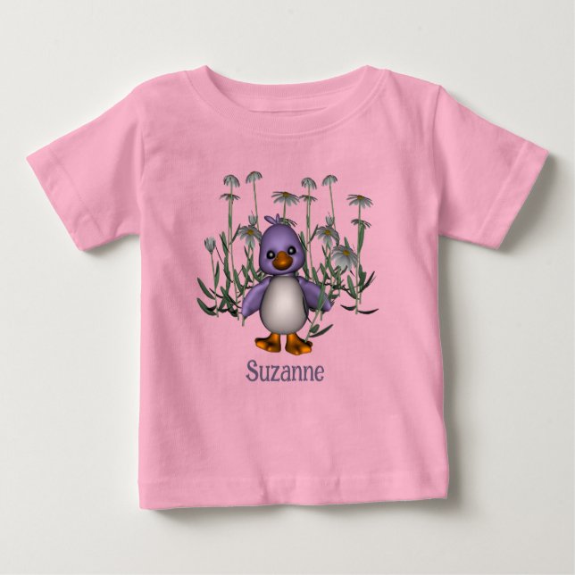 Purple Bird And Daisies Personalized T Shirt (Framsida)