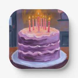 Purple Birthday Cake Painting Birthday Party