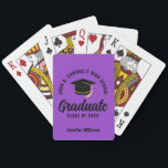 Purple Black Graduate Custom Graduation Casinokort<br><div class="desc">This modern purple and black custom senior graduate playing cards deck features classy typography of your high school or college name for the class of 2026. Customize with your graduating year under the chic handwritten script and grad cap for a great personalized graduation party favor.</div>