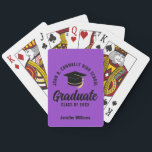 Purple Black Graduate Custom Graduation Casinokort<br><div class="desc">This modern purple and black custom senior graduate playing cards deck features classy typography of your high school or college name for the class of 2026. Customize with your graduating year under the chic handwritten script and grad cap for a great personalized graduation party favor.</div>