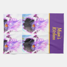 Purple Black Iris Irises Flowers Floral Flower Kökshandduk